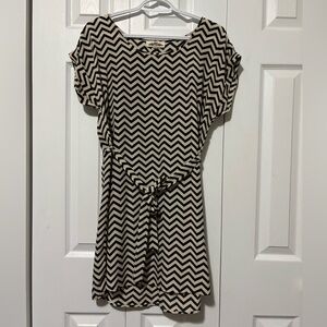 Hippie Rose Black and Cream Zigzag Dress